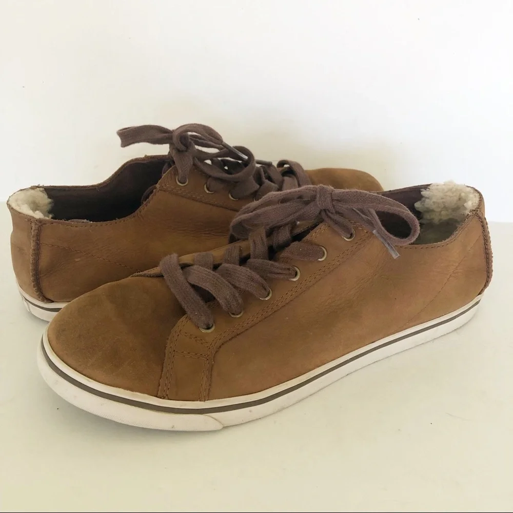 UGG Vanowen Nubuck Leather Lace Up Brown Shoes Sneakers - Picture 1 of 13